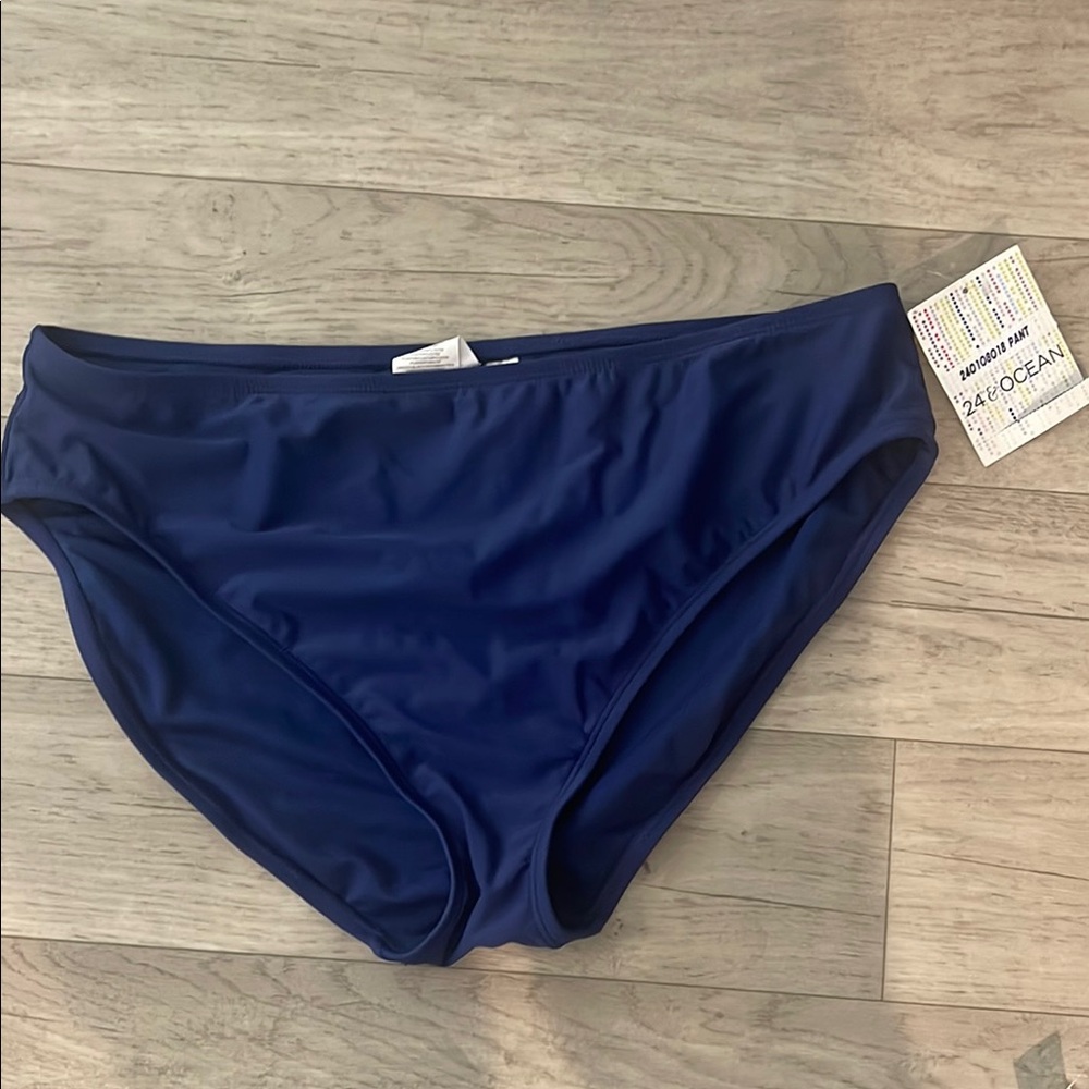 🎉24th & Ocean Blue Bikini Swimwear tummy control xl NWT navy